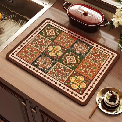 Amerikaanse retro aanrecht afdruipmat, absorberende mat van diatomeeënaarde, sneldrogende waterdichte antislipmat 30X40cm11.8X15.7in