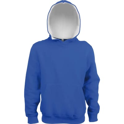 Kariban Kinder hooded sweater met gecontrasteerde capuchon K453 - Light Royal Blue / White - 6/8 Y (6/8 ans)