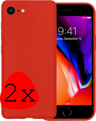 Hoesje - 2 Stuks - Geschikt voor Apple iPhone 7 - Sterk & Shockproof - Case Siliconen - Back Cover - Telefoon Hoes - Rood