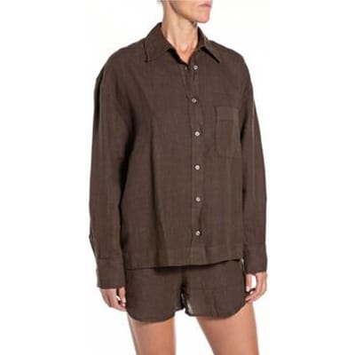 Replay W2388 .000.85574g Overhemd Met Lange Mouwen Bruin 2XS Vrouw