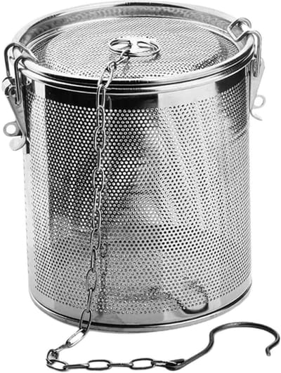 QTTVBTNA – 1 Stuk Kruidenbuil – Kruidenzeef met Ketting en Haak – RVS – Grote Theezeef voor Losse Thee & Kruiden – Fijnmazige Theefilter voor Theepot, Soep en Bouillon – Herbruikbaar, Hittebestendig & Duurzaam Keukenaccessoire