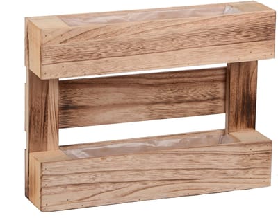 UNUS® Wandplantenbak pallet hout met kunststof inzet 40 cm gevlamd