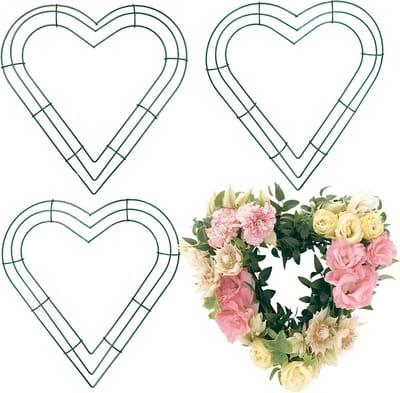 Hartvormige Kransframe - Draad Krans Vorm - DIY Knutselwerkjes - Set van 3 - 30 cm - Donkergroen