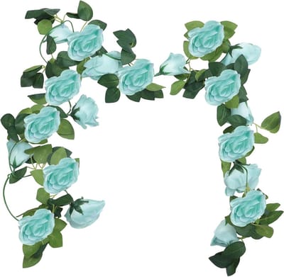 Dailygoods- Kunstbloemen 2 stuks - Rozenslinger 230 cm - Kunstbloemen met groene bladeren - Decoratie voor bruiloft/feest - Kunstbloemen met levendige kleuren - Bloemslinger