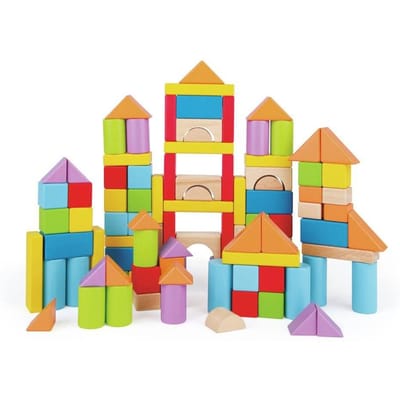 Hape Houten Bouwblokken 101 Delig - Klassieke Beukenhouten Blokken voor Peuters vanaf 12 Maanden