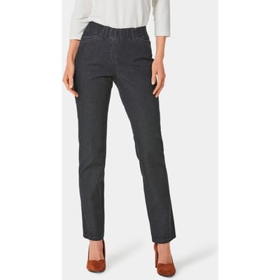 Jeans CARLA met elastische tailleband en glittersteentjes - zwart - Gr. 38 van Goldner Fashion