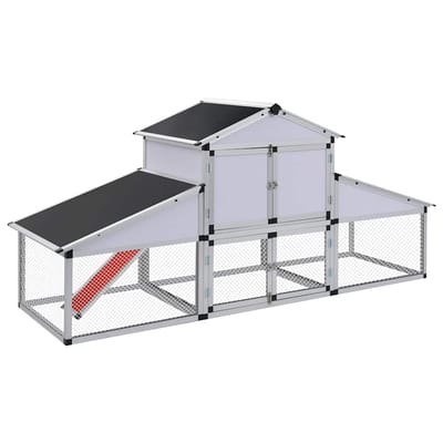 vidaXL - Kippenhok - met - ren - en - nestkast - aluminium