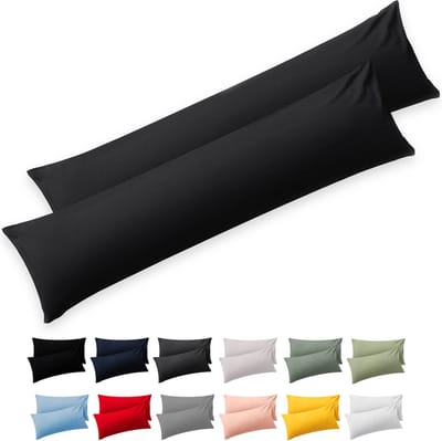 Blumtal - Set Van 2 Kussenslopen - Superzachte Premium Jersey Kussenhoes - 100% Katoen - 40 x 145 cm - Zwart