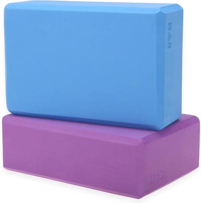 Hoge Dichtheid Yogablokken Set van 2 - Stevige EVA Schuim Blokken voor Yoga en Gymnastiek - Blauw en Paars