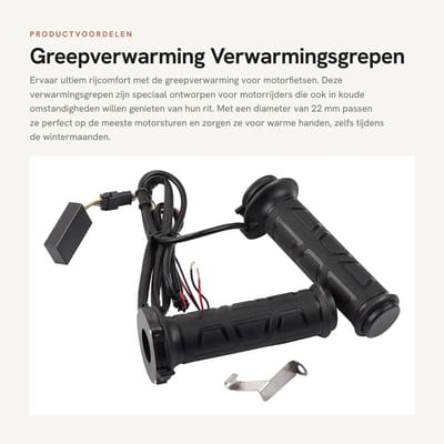 Dailygoods - Greepverwarming - Verwarmingsgrepen motorfiets - Elektrische handgrepen voor warme handen - 22 mm - Comfortabel rijden in de kou - Geschi...