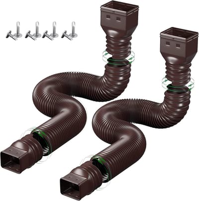 Regengoot Verlengstukken - Afvoer Extender - Fundering Beschermen - Flexibel Intrekbaar - 51-150 cm - Bruin