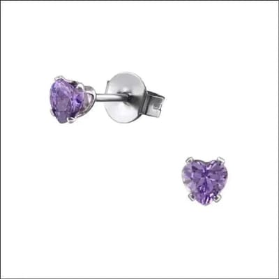 Aramat Jewels | Oorbellen | Stalen Hartjes Oorstekers Zirkonia – Diverse Kleuren & Maten 316L RVS | Zilverkleur / 3 mm / Paars | | | Staal | Kinderen, Volwassenen | Verkleurd niet