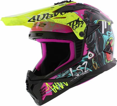 LS2 MX708 Fast II Gorilla Paars H-V Geel Offroad Helm - Helm