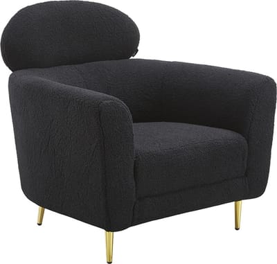 Orleans Teddystof Loungestoel - Zwart