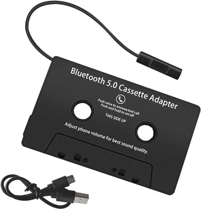 Cassette Adapter - Bluetooth Audio - Muziek Streamen - Ingebouwde Batterij - 12 cm - Zwart