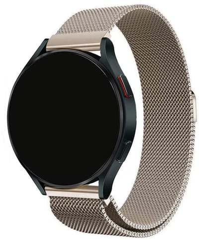 Stravo Smartwatch Milanees bandje 20mm – Vintage goud – Geschikt voor Samsung Galaxy Watch 7/6/5/4, Garmin Forerunner 70/170/55/165/245 & Vivoactive 6/5/3 – Luxe Milanese Horlogebandje