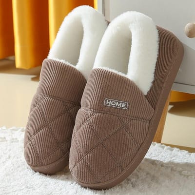Herfst en winter corduroy katoenen pantoffels thuis paar anti-vocht gladde dikke bodem katoenen schoenen 44-45