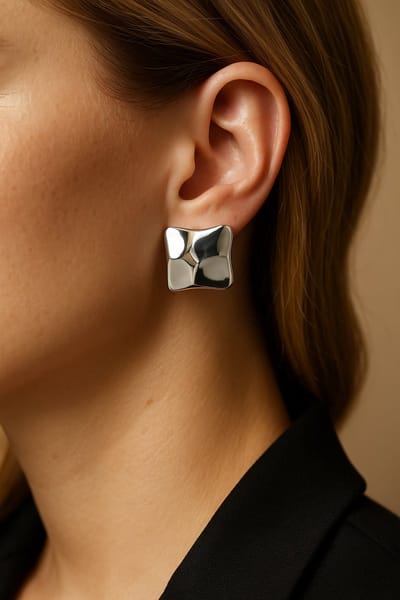 Lundholm Oorknopjes Dames Zilver Kleurig – Premium Stainless Steel Jewellery Verguld Cadeau Vrouw – Oorbellen Statement Studs Groot My Luna Serie - Luxe Geschenkverpakking – Perfect Cadeau voor Vrouw