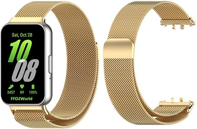 Stravo RVS Milanees bandje geschikt voor Samsung Galaxy Fit 3 - Milanese band met magneetsluiting - Goud