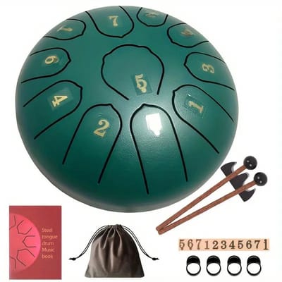 Livano Handpan - Tongue Drum - Steel - Regen - Klankschaal - Groen