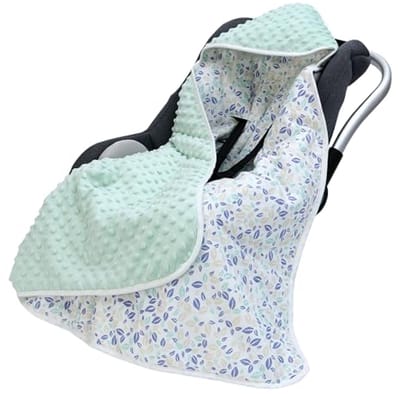 Elzusha - Wikkeldeken Baby Autostoel en Kinderwagen 90x90 cm - Dubbelzijdig Katoen Bladeren