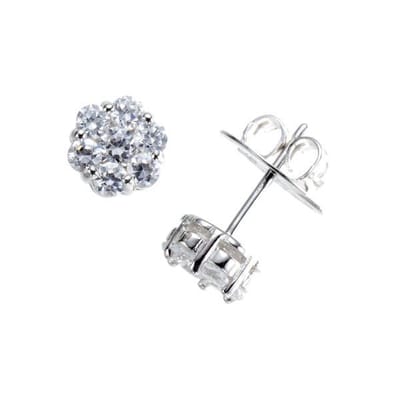 Zilver | zirkonia | rozet oorknoppen | met grotere poussette