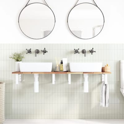 vidaXL - Badkamer - wandschap - staal - en - massief - acaciahout