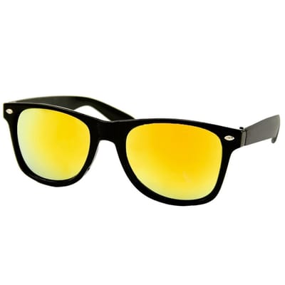 Fako Sunglasses® - Zwarte Zonnebril Met Goudkleurige Spiegelglazen - Heren Zonnebril - Dames Zonnebril - UV400 - Zwart - Spiegel Goud