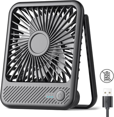 USB-bureauventilator - krachtige - ultrastille - kleine persoonlijke ventilator met 180° kantel- en inklapfunctie en 3 instelbare snelheden - USB-C-voeding met snoer - mini-USB-ventilator voor kantoor, bureau en slaapkamer - GEEN BATTERIJ