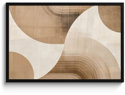 Poster in lijst - Fotolijst 90x60 cm - Posters - Retro - Geometrische lagen - Aardetinten - Posterlijst zwart - Decoratie - Wanddecoratie woonkamer - Muurdecoratie slaapkamer