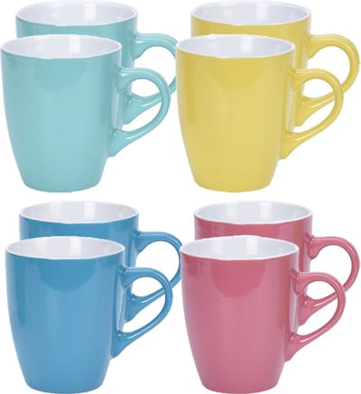 Excellent Houseware Koffie mokken/bekers Costa - 12x - keramiek - met oor - 340 ml
