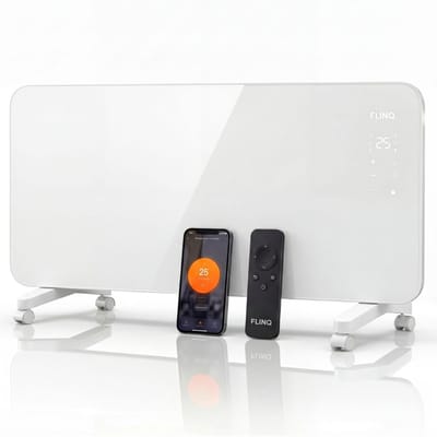 FlinQ Smart Convectorkachel - Elektrische Kachel met WiFi - Verwarming met Thermostaat - Geschikt voor de Badkamer - Ook als Wandkachel - Electrische Verwarmingspaneel met 2000W - Wit