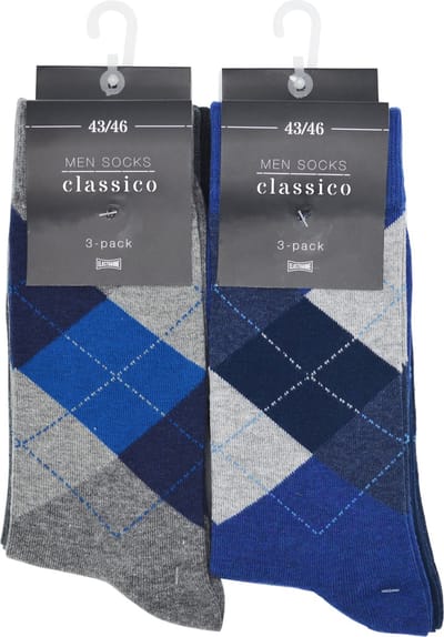 Mannen sokken - 6 PAAR-katoen - assortiment blauw/grijs - heren maat 39/42
