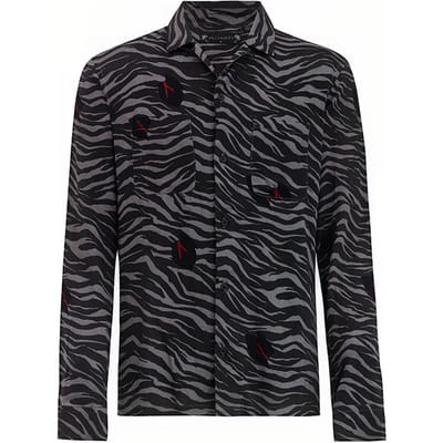 AllSaints Lazaro Ls Shirt Grey/jet Black Maat: XS | Casual Overhemden Outlet | Heren | Zwart
