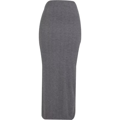 Urban Classics Ladies Rib High Slit Skirt Lange rok grijs gemêleerd S