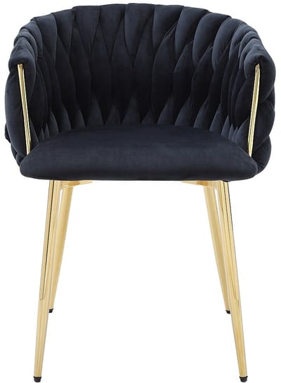 Vente-unique Set van 2 stoelen met armleuningen in fluweel en goudkleurig metaal - Zwart - ELEGANO