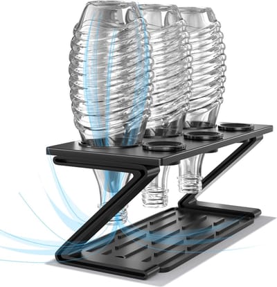 SodaStream Afdruiprek - Flessenhouder Droogrek - Flessen Drogen - Met Lekbak - 3 Flessen - Zwart