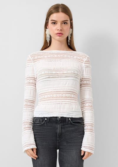 Q/S designed by - Dames t-shirt - Maat XS - Vrouwen - wit - polyamide