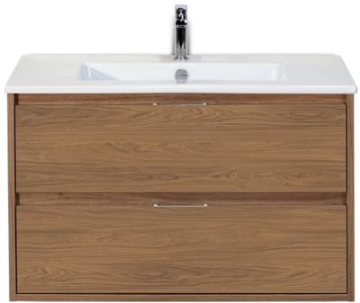 Porto Badmeubelset 90 cm - Honey - Keramische Wastafel Wit Slim