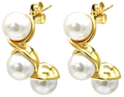 Oorbellen met Parels - Oorhangers - RVS - 3 cm - Goudkleurig