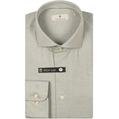 Thomas Maine Overhemd Hyperstretch Mélange Roma Modern Kent Soft Green / male