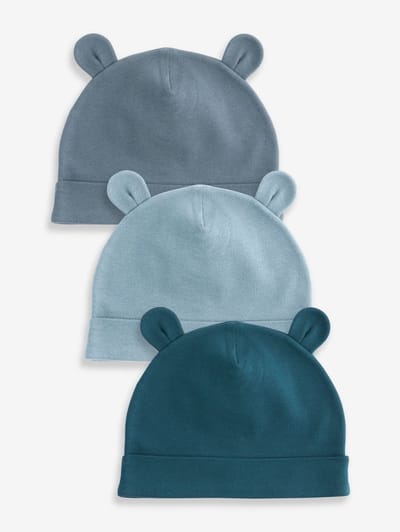 Next - Jongens - Set van 3 baby-beanies - Blauw