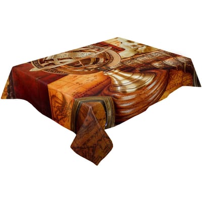 Boeken Kaart Kompas Tafelkleed Vakantie Decoratie Waterdichte Rechthoekige Tafelkleden Bruiloft Decoratie Tafelhoes 4pcs 33x48 Table mat brown