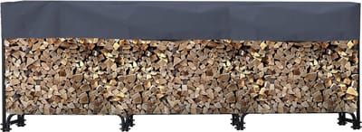 Haardhoutopslag - Houtopberging Metalen haardhoutrek 272 x 25 x 95 cm met beschermhoes - tuin - haardhoutrek - 10 m³ / 15 SRM - stapelhulp