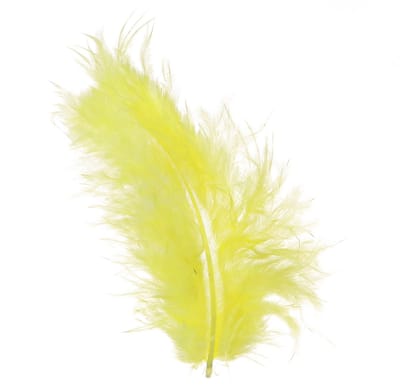 Vogelveren geel voor knutselen decoratieve veren 5cm - 10cm 20g