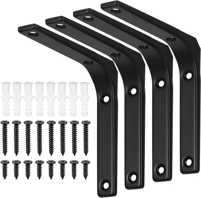 4 Stuks Metalen Hoeksteunen voor Planken, Zware Wandbeugels, Stevige Plankhouders, Ideaal voor Muurmontage en Meubelondersteuning, Afmetingen 125x125mm