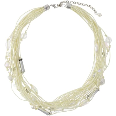 Behave - Crème Kleurige Ketting Met Diverse Kralen - Mode Statement Ketting - Nikkelvrij