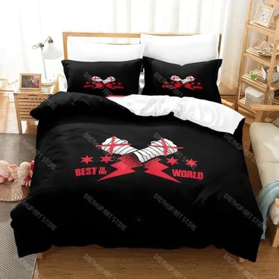CM Punk Aew The Best In The World Beddengoedset Dekbedovertrek Bedset Dekbedovertrek Kussensloop Dekbed King Queen Size Jongens Volwassene AU Single 140x210cm