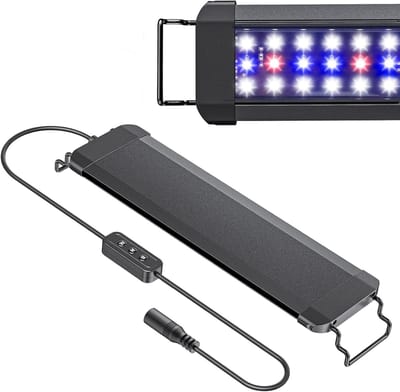 LED Aquarium Lamp voor Vijvers 30 - 45 cm, Volledig Spectrum, Dimbaar met Wit en Blauw Licht, Dag/Nacht Modus, Ideaal voor Aquatische Planten en Dieren