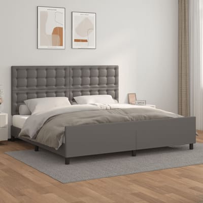 vidaXL - Bedframe - met - hoofdbord - kunstleer - grijs - 200x200 - cm